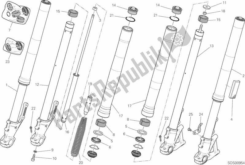 All parts for the Front Fork of the Ducati Scrambler Icon USA 803 2020